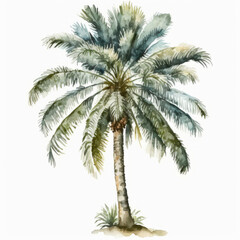 Watercolor palm Illustration AI Generative.