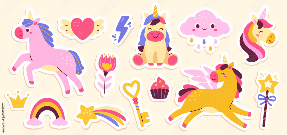 Poster Set of unicorns