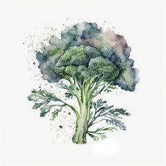 Broccoli watercolor. Illustration AI Generative.