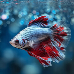 Fototapeta premium Blue butterfly fish. Illustration AI Generative.