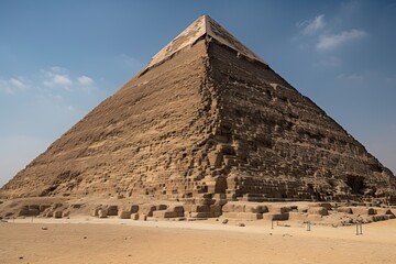 Fototapeta na wymiar Egyptian pyramid of Cheops, general view of the pyramid, generative AI.