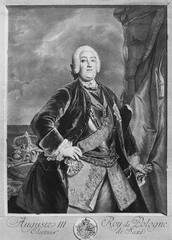 Augustus III of Poland was King of Poland and Grand Duke of Lithuania in the old book the The Portrait gallery, by A.S.Suvorina, 1885, S.Petersburg