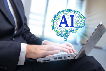 Artificial intelligent concept with businessman