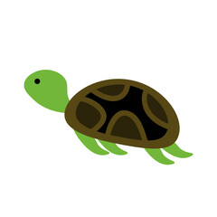 Big green sea turtle cartoon cute animal design ocean tortoise swimming in water flat vector illustration isolated on white background EPS