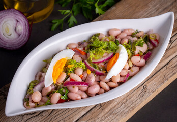 Turkish foods; dried beans salad (Turkish name; piyaz)