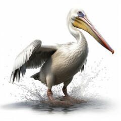 Pelican isolated on white background (Generative AI)