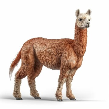 Alpaca isolated on white background (Generative AI) © HandmadePictures
