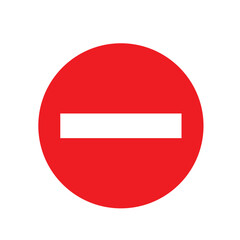Icono de No hay entrada. Señal de tráfico de parada roja. Vista de frente. Vector - obrazy, fototapety, plakaty