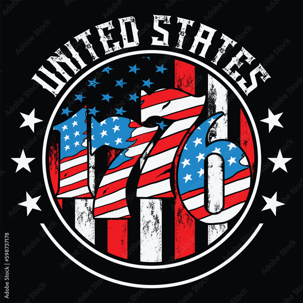 Wall mural 1776 United States Flag USA t-shirt design Design