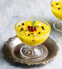 The traditional dessert of the Ottoman palace, Pudding-like sweet; Turkish Traditional Dessert Zerde