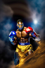 Fototapeta na wymiar Boxeador afro americano