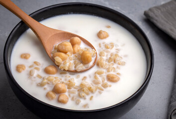 Cold Yogurt Soup with Chickpeas and Wheat Seeds - Ayran asi Corbasi - Tzatziki