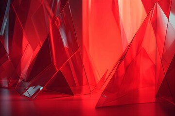3D Render of red Abstract Ethereal Glass Shards Background