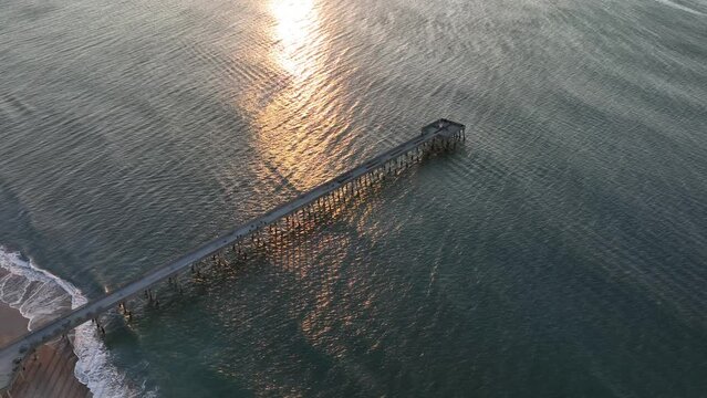 Drone photo of the Johnnie Mercers Fishing Pier in Wrightsville Beach, NC.