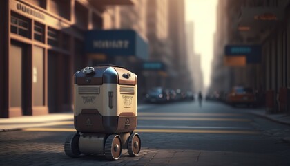 Self driving devivery robot on city street