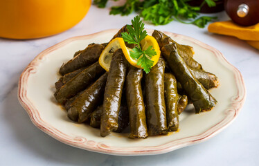 Traditional delicious Turkish foods; stuffed leaves (yaprak sarmasi)