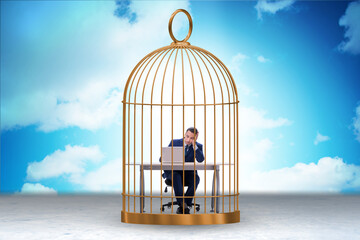 Businessman caught in the cage