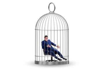 Businessman caught in the cage