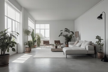Fototapeta premium photo of a Minimalist Living Room. AI generative