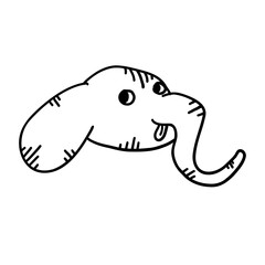 Elephant vector illustration in outline doodle style isolated on white background.