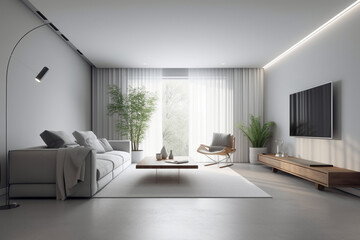 photo of a Minimalist Living Room. AI generative