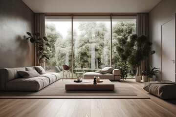 Fototapeta premium photo of a Minimalist Living Room. AI generative