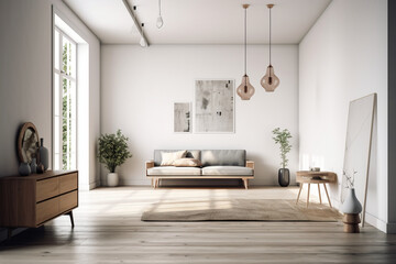 photo of a Minimalist Living Room. AI generative