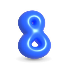 Luxury, colorful and gleaming Midnight Blue balloon digit three. 3d realistic design element isolated on white background. For Birthday cake, Sales, Events.