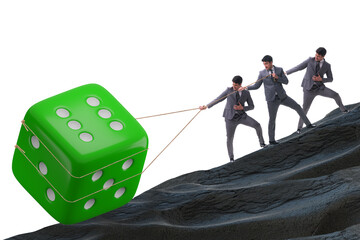 Uncertainty concept with businessman and dice