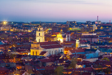 Fototapeta na wymiar Vilnius, Lithuania, night landscape, old town view