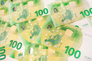 100 euro banknotes. Cash euro background