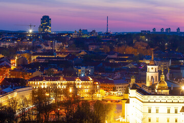 Vilnius. Night view of Cathedral Square