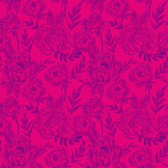 seamless pattern spring flowers peonies