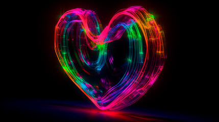 Heart in neon colors. Generative AI