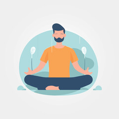 man meditating sitting in the morning