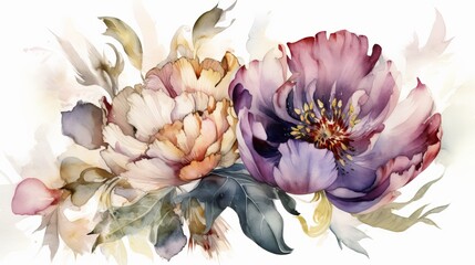 Watercolor, modern floral background, generative ai