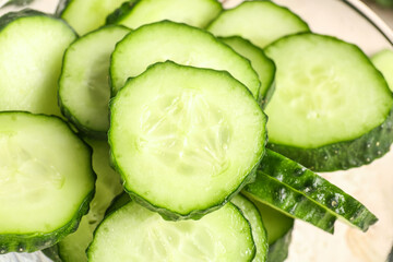 Pieces of fresh cucumber, closeup