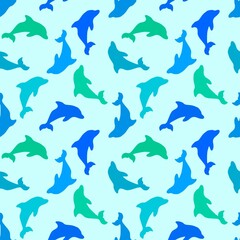 Summer animals seamless dolphins pattern for wrapping paper and kids clothes print and fabrics and linens
