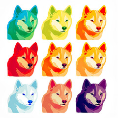 Fototapeta premium Cute shiba inu dog pop art style, AI generative illustration, clip art, cartoon style