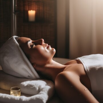A woman enjoying a relaxing spa ai, ai generative, illustration