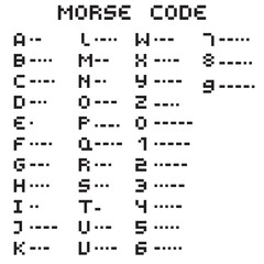 Morse code, pixel art letters and numbers © Judith R.S