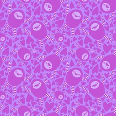 Cartoon monsters seamless emoticons aliens pattern for kids clothes print and wrapping paper and fabrics