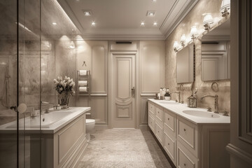 Fototapeta premium photo of Smart Washroom With Elegance. AI generative