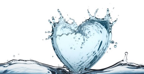 Wasser mit Splash in Form eines Herzens, das ins Wasser taucht, Freisteller, Generative AI - 598745752