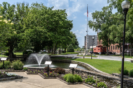 Lititz, Pennsylvania-USA-June 1, 2022: Reading Spring Park in the downtown area of the Lititz in Lancaster County, Pennsylvania.