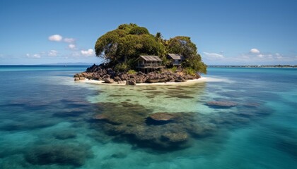 Naklejka premium A private island villa ai, ai generative, illustration