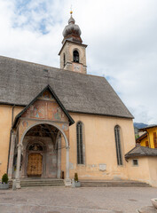 Fototapeta na wymiar Nativity of Mary Parish Church (Parrocchia natività di Maria) Pellizzano, Sole Valley, Trentino-Alto Adige, Italy