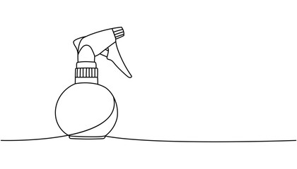 Hairdresser sprayer, spray bottle one line continuous drawing. Barber shop and hairdresser tools continuous one line illustration.