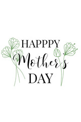 Happy Mothers Day text / Concept for Mother's Day with lettering and hearts or flowers / Vector illustration / Muttertag / Isolated Mothers day text 