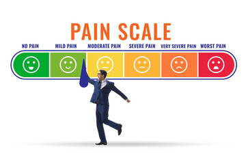 Concept of pain scale from moderate to strong